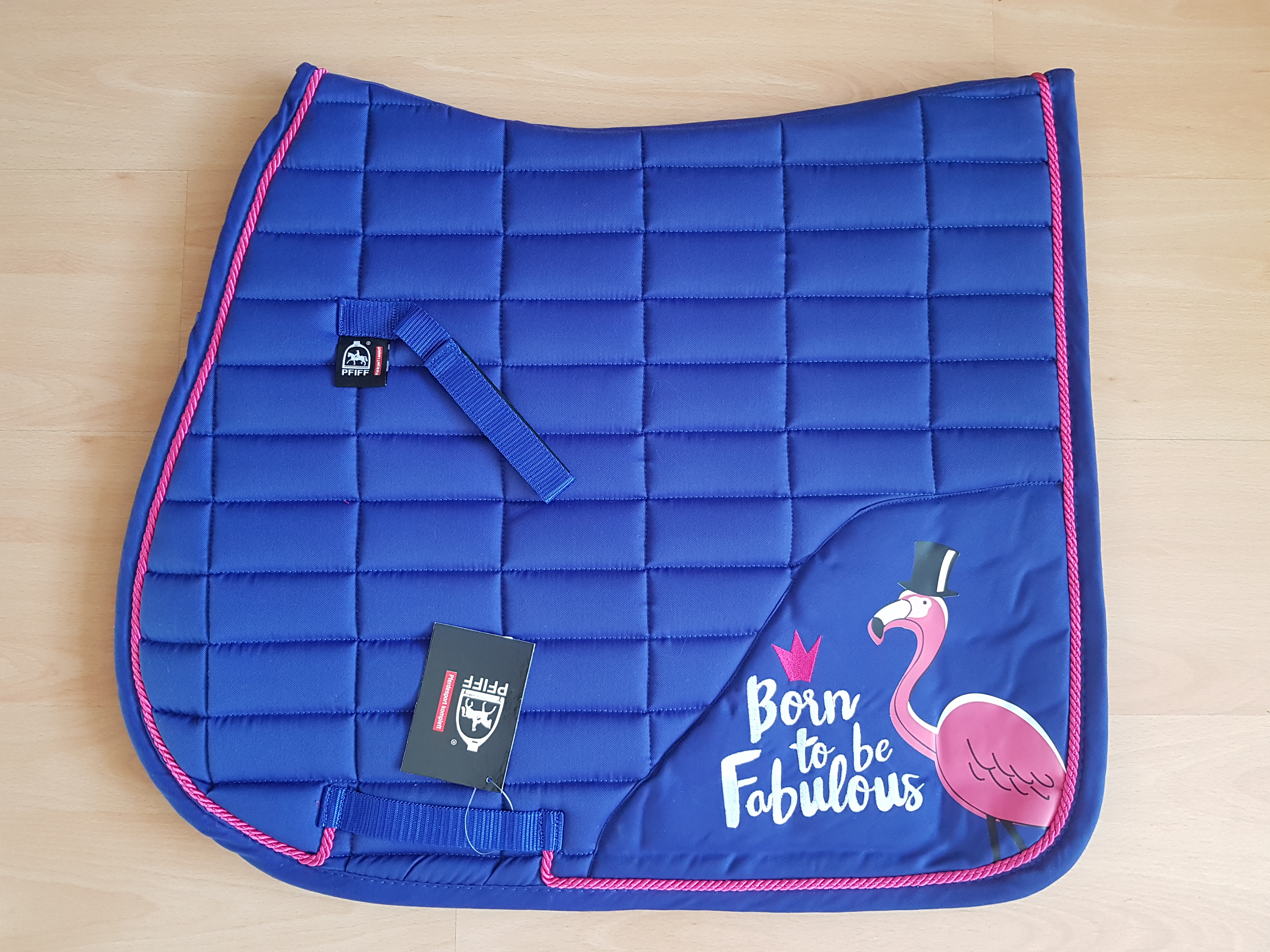 Podsedlová deka Pfiff Flamingo modrá